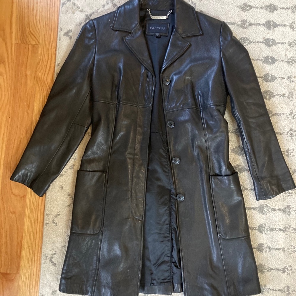 Express long leather jacket